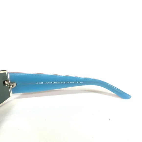 Coco Song Sunglasses COME ON Col.1 Blue Pink Square Frames with Green Lenses